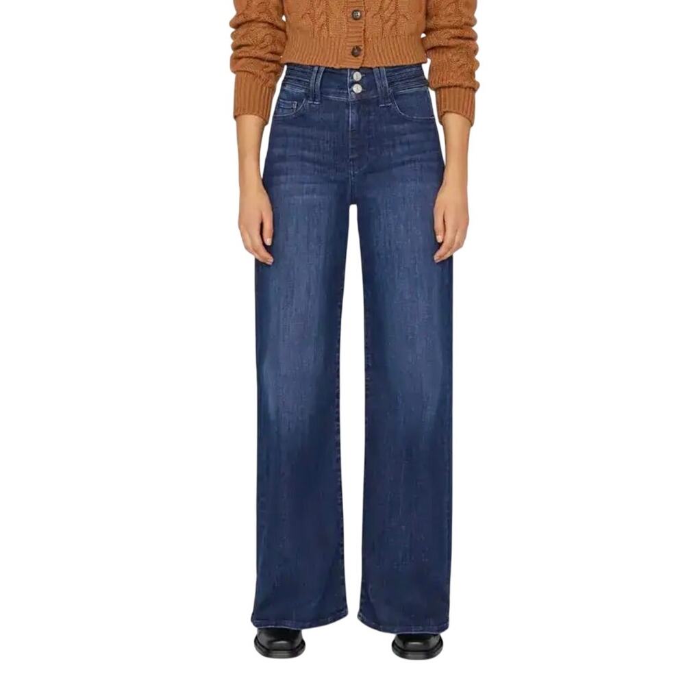 Frame Triple Stitch Detail Wide Leg Jeans Size 28 Stretch Denim Casual Everyday